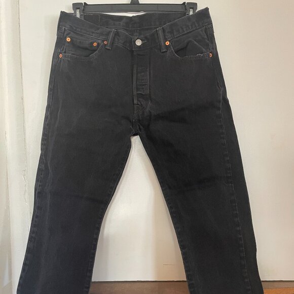 Levi's 501 Black Denim Jeans Classic Straight Leg - Picture 1 of 3